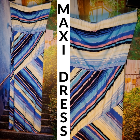 Strapless Maxi Dress - Multicolor - Picture 1 of 3